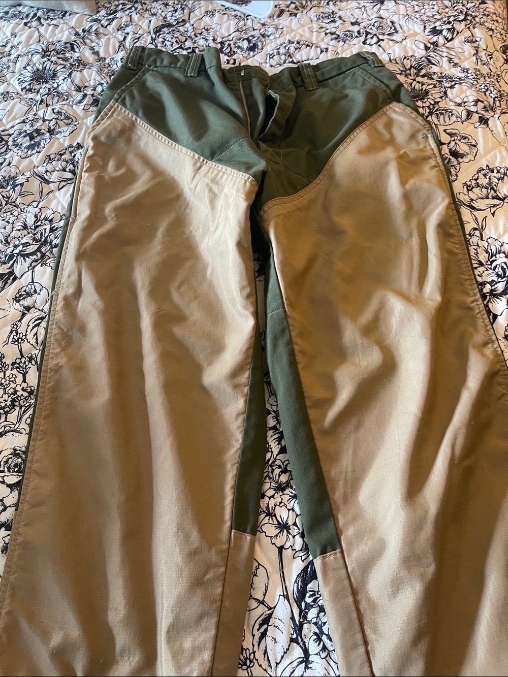 Men's Olive Green and Tan Two-Tone Cargo Pants